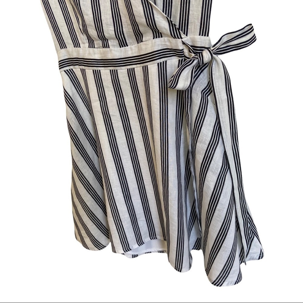 Mello‎ Day Faux Wrap Striped Linen Dress Size Small - Picture 4 of 11